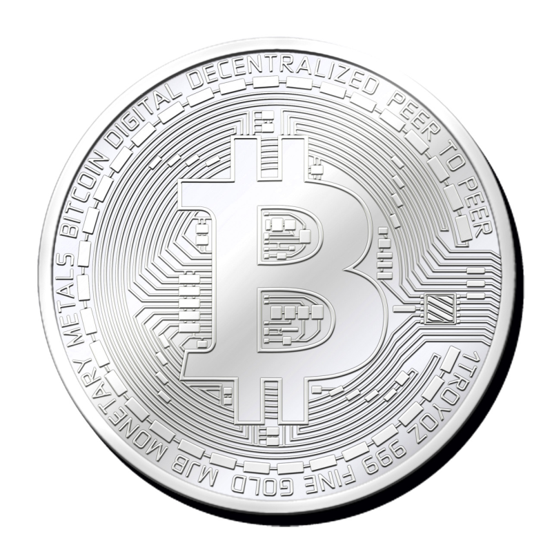 Срібна монетка“Біткоін“- “Bitcoin“
